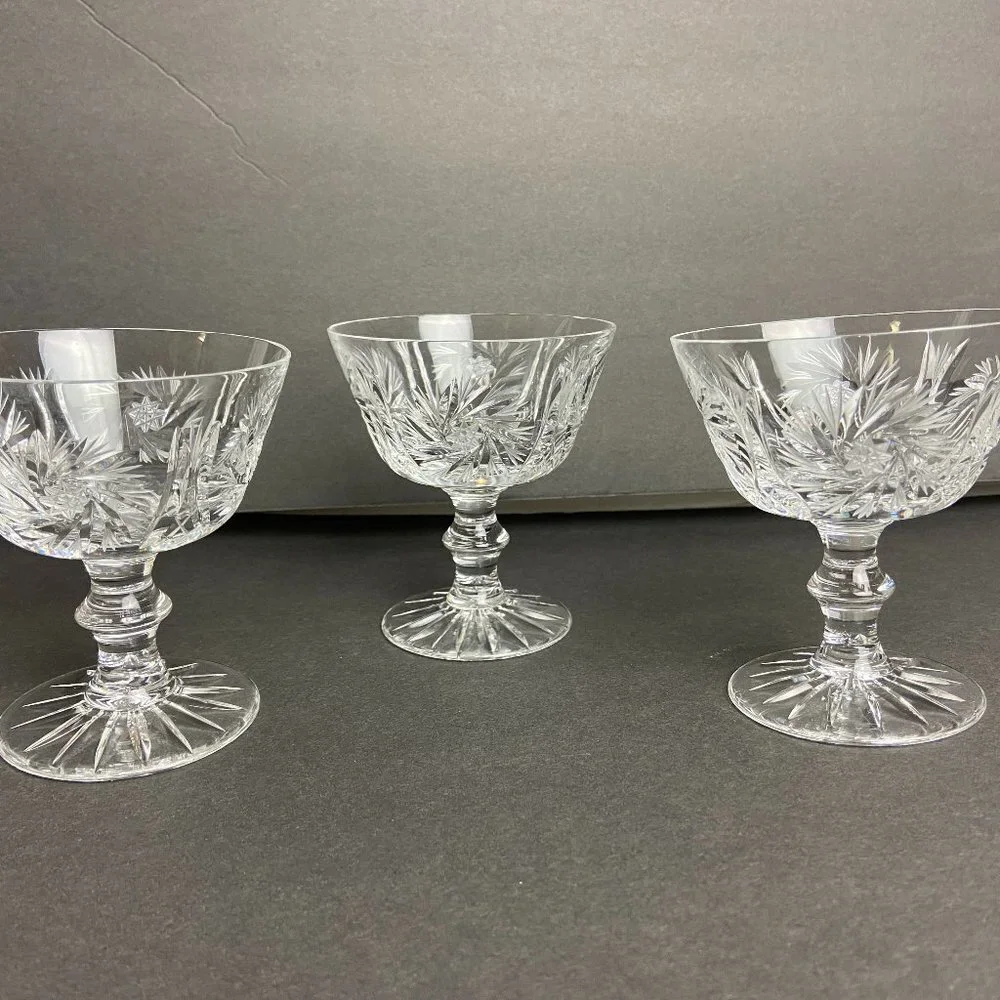 Mid - Century Crystal Champagne / Martini Glass Set of 3 Vintage Waterford